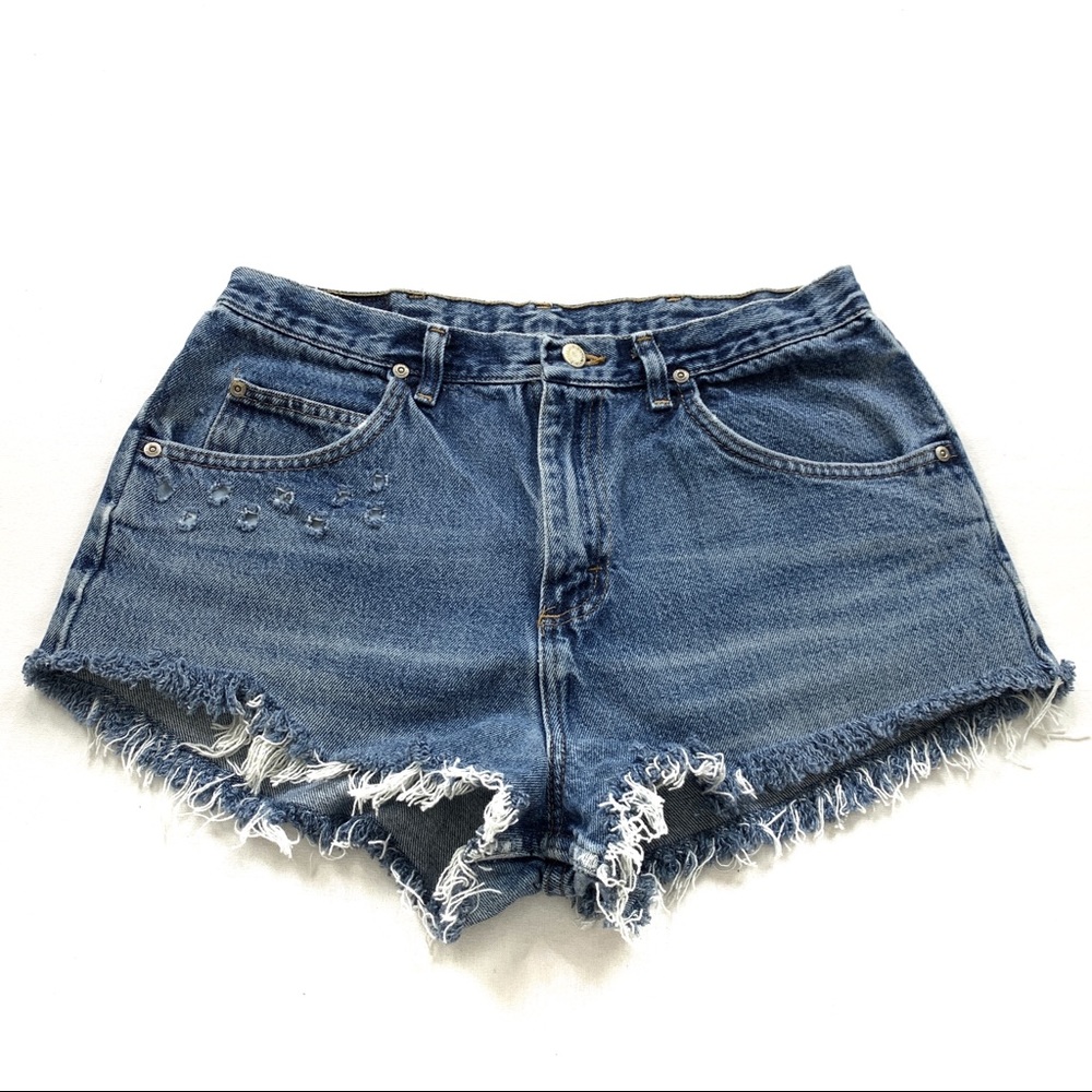 Waist 33-34 WRANGLER Cutoffs Hand-Distressed 183RE